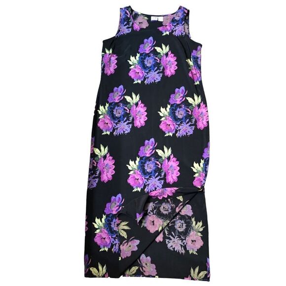 JM Collection black purple floral sheath maxi dress Size M - Picture 7 of 13